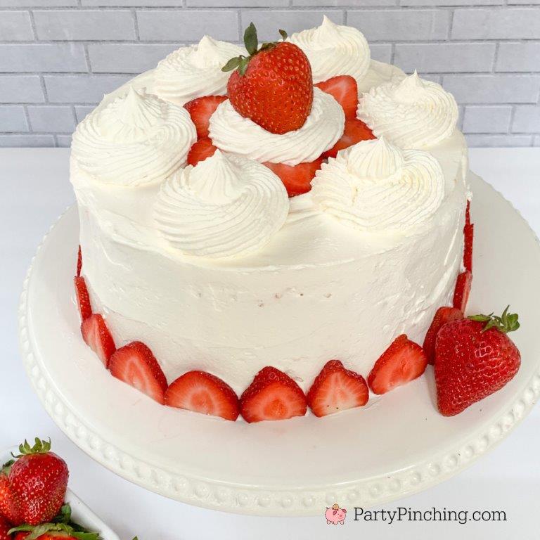 Strawberry Cake - Grandmother's Favorite, with real strawberries inside!