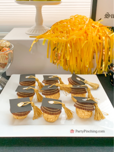 best graduation party ideas, graduation cap candy ferrero rocher, scad, bee