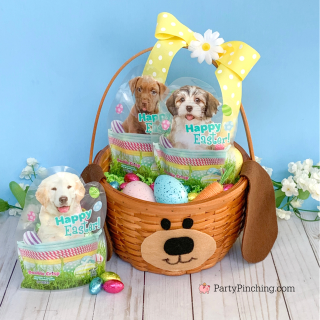 DIY Puppy Easter Basket for kids, Puppy themed Easter Basket, puppy chow recipe, best Easter puppy chow recipe, best Easter basket ideas, cute Easter basket ideas, best puppy chow mix recipe