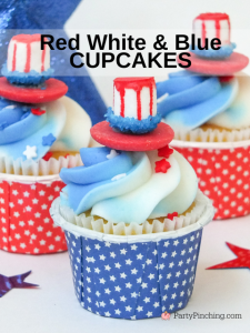 red white & blue cupcakes, best 4th of july memorial day cupcake recipe