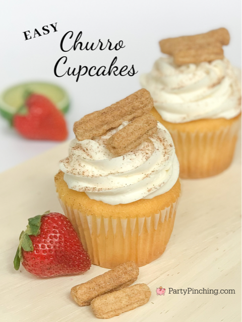 Churro cupcakes, easy Churro cupcakes, best churro cake recipe, snickerdoodle cupcakes, best snickerdoodle cake recipe, cinnamon toast crunch cereal cupcakes cake, cinnamon toast crunch churro cupcakes, cinnamon sugar cupcakes, best cream cheese frosting, easiest doctored  box mix cake, best cinco de mayo cupcakes, best cinco de mayo desserts, best cinco de mayo food recipes, easy fiesta food recipes