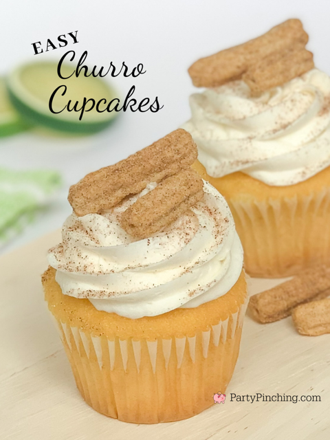 Churro cupcakes, easy Churro cupcakes, best churro cake recipe, snickerdoodle cupcakes, best snickerdoodle cake recipe, cinnamon toast crunch cereal cupcakes cake, cinnamon toast crunch churro cupcakes, cinnamon sugar cupcakes, best cream cheese frosting, easiest doctored  box mix cake, best cinco de mayo cupcakes, best cinco de mayo desserts, best cinco de mayo food recipes, easy fiesta food recipes