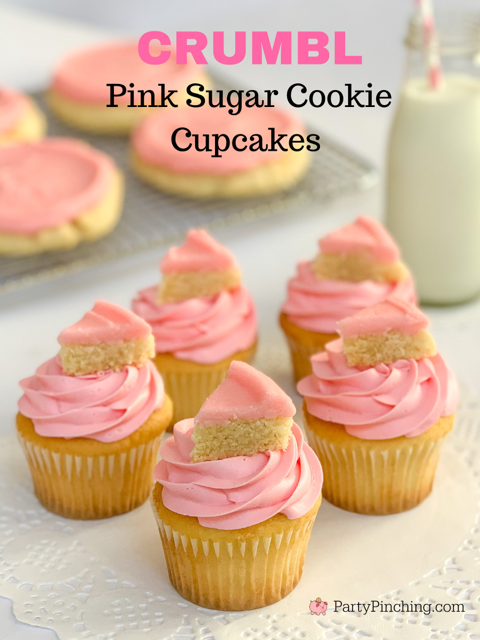 Crumbl Pink Sugar Cookie Cupcakes, Crumbl pink sugar cookie cupcake recipe, easy Crumbl pink sugar cookie cupcakes, best almond cookie cupcakes, best crumbl cookie cupcakes, crumbl cookie cake, best pink almond cake recipe, best chilled almond cookie cupcake recipe