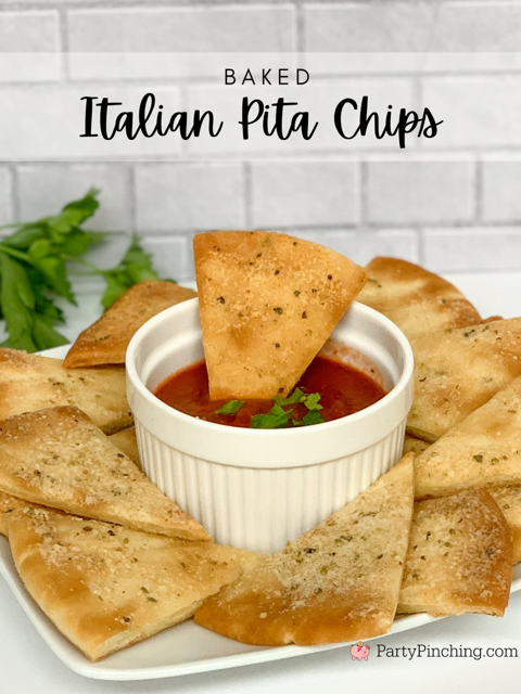 italian pita chips, easy baked pita chips, best pita chip recipe, garlic parmesan pita chips