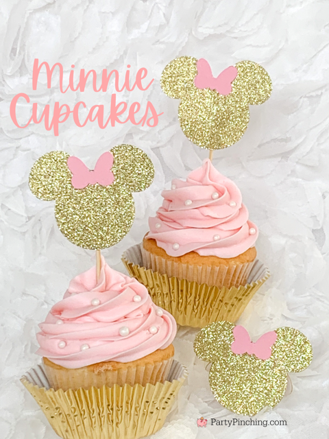 Minnie Mouse cupcakes,best almond cupcakes, best pink gold Minnie