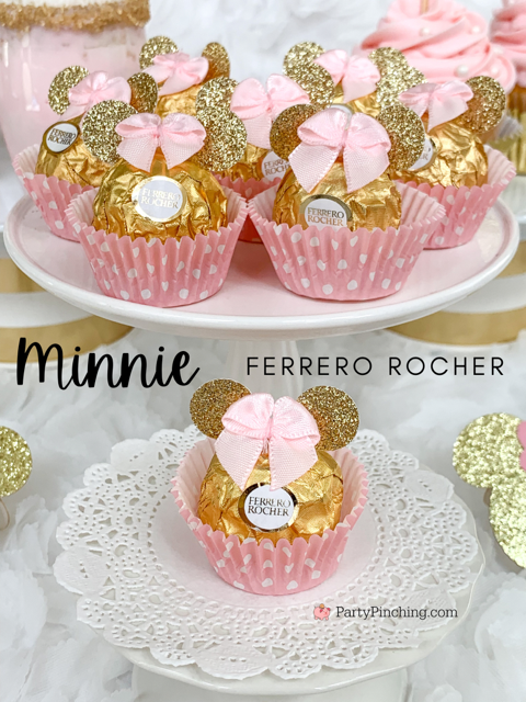 Pink and gold minnie 2024 mouse baby shower decorations