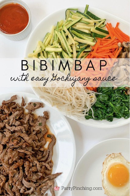 Bibimbap, best ever bibimbap with easy bibimbap gochujang sauce, best Korean food recipes, authentic Korean food, better than takeout recipes, 30 minute meals, easy bibimbap, best bibimbap gochujang sauce, best bulgogi recipe
