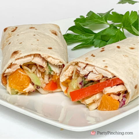 Asian Chicken Sandwich Wraps, Best Asian Chicken Wrap, Chicken Coleslaw