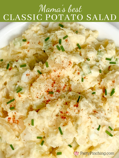 Mama's Best Classic Potato Salad, best potato salad recipe, easy potato salad recipe, the only potato salad you'll ever need, miracle whip potato salad, relish potato salad, 4th of July picnic potato salad easy potluck ideas best side dishes recipes for BBQ