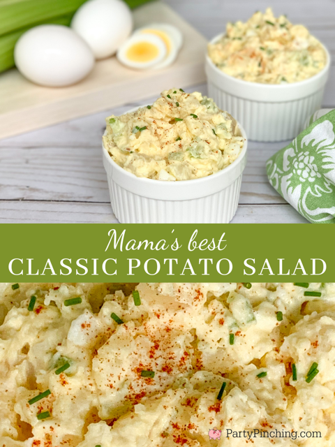 Mama's Best Classic Potato Salad, best potato salad recipe, easy potato salad recipe, the only potato salad you'll ever need, miracle whip potato salad, relish potato salad, 4th of July picnic potato salad easy potluck ideas