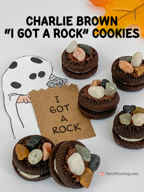 I got a rock mini oreo cookies for halloween charlie brown great pumpkin party food ideas, best halloween party food ideas for peanuts gang, charlie brown snoopy linus lucy great pumpkin party ideas