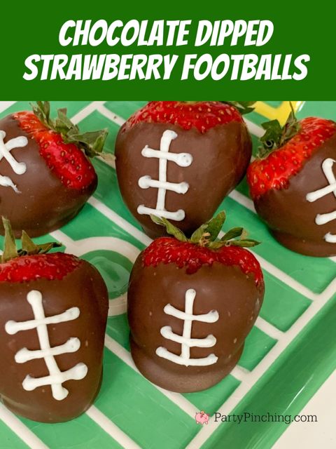 chocolate dipped strawberry footballs, football strawberries, chocolate coated strawberry footballs, best tailgating game day food recipe ideas, best big game day football watching food snack ideas, easy football food snack recipes, best football food recipes