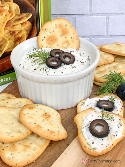 easy olive dip, quick fast best cream cheese black olive holiday appetizer