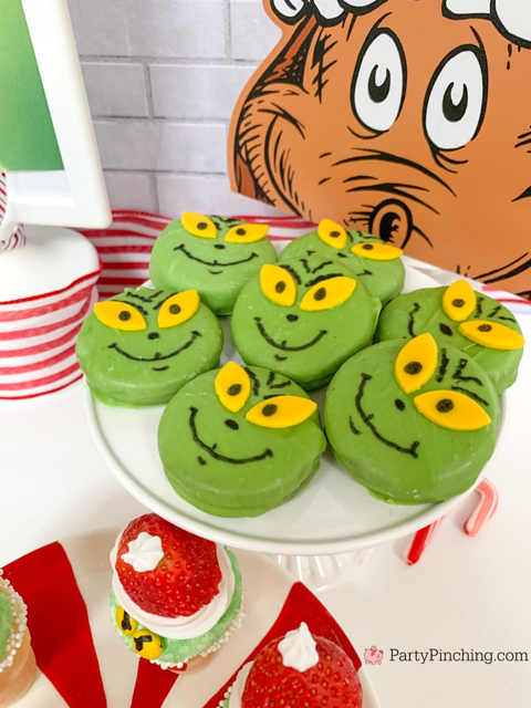 best grinch movie party food recipe ideas, easy best grinch food dessert snack movie party ideas recipes for kids, guacamole chips and salsa grinch, grinch movie, grinch max movie snacks party, grinchguacamole chips & salsa, grinch oreos cookies, grinch strawberry ice cream cones, grinch pretzel rods, grinch green heart waffles