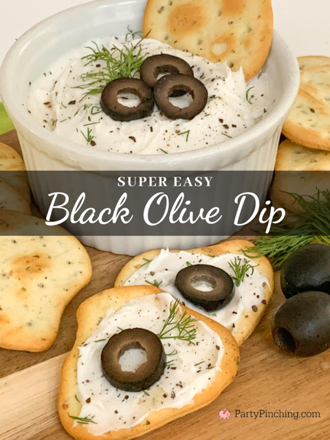 cream cheese olive dip, easy olive dip, best easy fast black olive dip recipe, best easy appetizer ideas for the holidays, olive dill dip