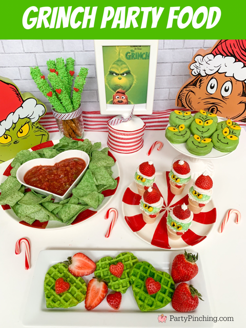 best grinch waffles, best christmas breakfast ideas, grinch kids party food