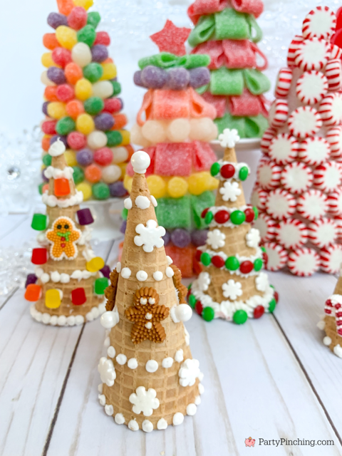 candy christmas trees, best, easy candy Christmas trees craft idea, Dollar Tree Candy Christmas tree craft, easy Dollar Tree Christmas Craft, Dollar Tree Christmas decor ideas, Dollar Tree finds, Dollar Tree haul, Sour belt starlight mints gumdrop gum drop Christmas trees, sugar cone tree craft