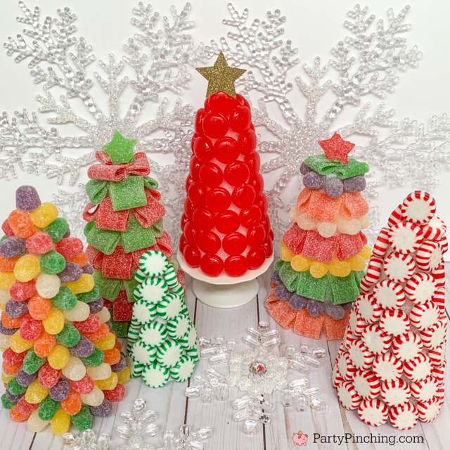 candy christmas trees, best, easy candy Christmas trees craft idea, Dollar Tree Candy Christmas tree craft, easy Dollar Tree Christmas Craft, Dollar Tree Christmas decor ideas, Dollar Tree finds, Dollar Tree haul, Sour belt starlight mints gumdrop gum drop Christmas trees, sugar cone tree craft
