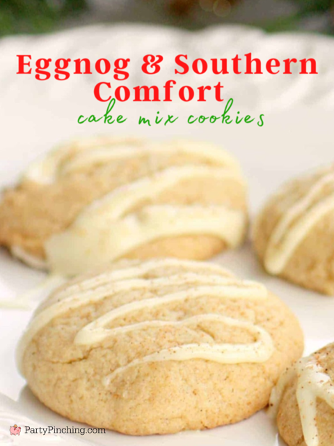 eggnog cookies, eggnog and southern comfort cake mix cookies, easy cookies for the holidays, easy best christmas cookies, easy best cookie exchange recipes, best easy eggnog cookie recipe, best cookie recipes, cake mix cookie recipes