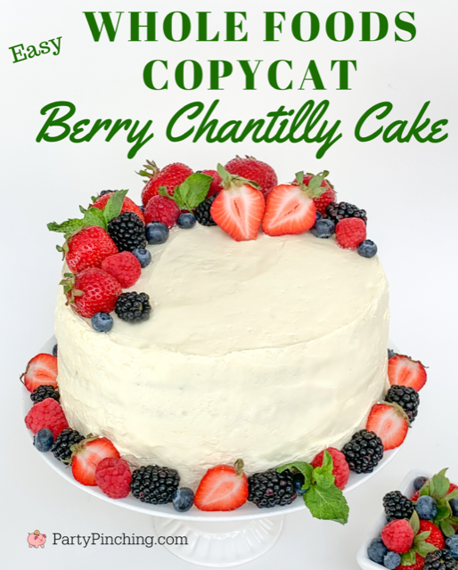 whole foods copycat berry chantilly cake, easy best chantilly cake, easy berry cake, doctored cake mix, easy Easter Christmas celebration cake, light chantilly frosting, easy stablized frosting recipe, best cream cheese frosting reicpe, best berry cake blueberry strawberrry raspberry blackberry, chantilly cream