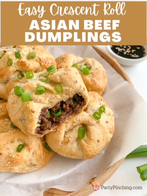easy crescent roll asian beef dumplings, easy best pillsbury refrigerated dough recipes, asian beef bundles, ground beef bao dumplings easy snack, easy appetizer crescent roll asian beef bundle dumplings bao, easy best 30 minute meals