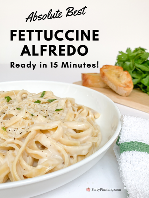 Absolute best fettuccine alfredo, easy best 15 minute meals, quick and easy dinner recipes, best easy fettuccine alfredo, easy ideas for dinner for kids, best fettuccine alfredo with bacon peas chicken, 30 minute meals