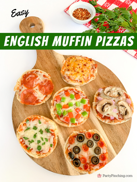 easy English muffin pizzas, air fryer english muffin pizzas, personal homemade pizza, easy quick air fryer english muffin pizza recipe, pizzas for kids sleepovers slumber parties, best after school snack ideas, best lunch ideas for kids summer, best easy lunch snack ideas