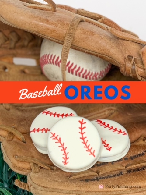 baseball oreo cookies, best baseball cookies, no bake baseball cookies, 3 ingredient baseball cookies, baseball party food ideas