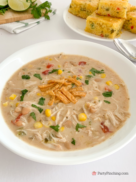 slow cooker white chicken chili, best easy crock pot white chicken chili, best easy crock pot slow cooker dinner recipe ideas, crock pot recipes, easy slow cooker chili, hands down best ever slow cooker white chicken chili, big game recipe, game day party recipe, potluck for a crowd recipe, easy game day food