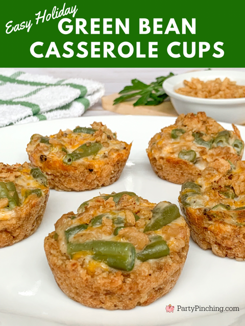 green bean casserole cups, best easy Thanksgiving side dishes recipes, kid friendly Thanksgiving food, best Thanksgiving recipe ideas, best easy traditional Thanksgiving Christmas holiday food recipes