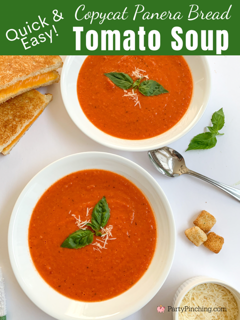 best easy copycat Panera Bread tomato soup, best Paneral Bread creamy tomato soup recipe, best tomato soup homemade recipe, best lunch comfort food ideas, easy quick soup ideas, 30 minute meal recipes, best meals for kids