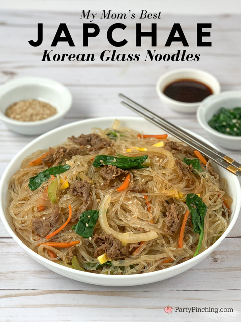 japchae glass noodles, korean glass noodles, best japchae glass noodle recipe, easy japchae recipe, my mom's best japchae recipe korean glass noodles, best Korean food recipe, authentic Korean food easy