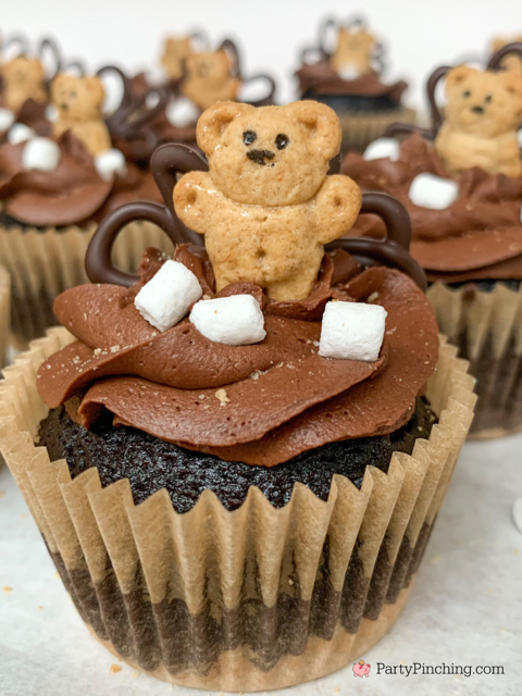 Beary Cute S'mores Cupcakes, Best chocolate buttercream ever, best homemade chocolate frosting, easy simple fast quick chocolate frosting buttercream icing, best tasting chocolate buttercream, milk chocolate buttercream recipe