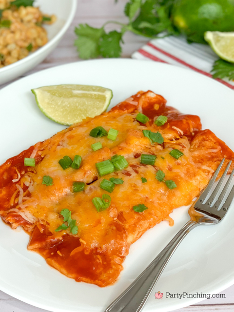 easy cheese enchilada, 3 ingredient meal, 3 ingredient dinner, easy 3 ingredient enchiladas, super easy budget friendly dinner ideas, easy potluck for a crowd dinner ideas cheap inexpensive