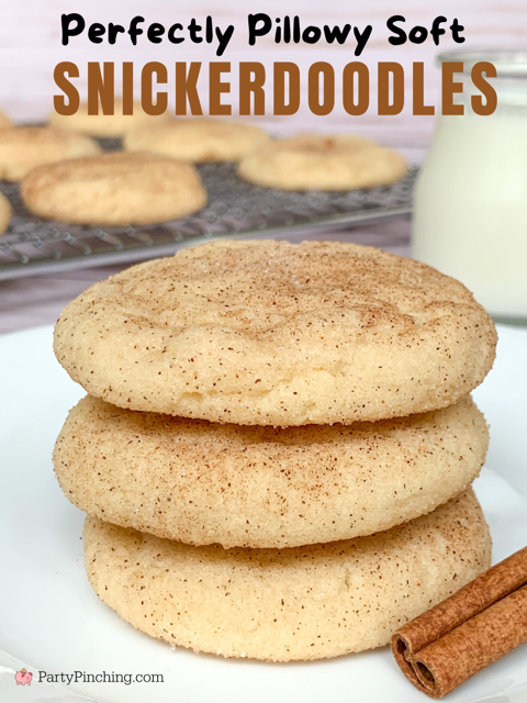 perfectly pillowy soft snickerdoodles, best ever snickdoodle recipe, easy best fast snickerdooles, cinnamon sugar cookies, best fall dessert recipe best snickerdoodles you will ever eat
