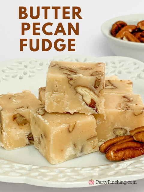 easy butter pecan fudge, best easy butter pecan fudge recipe, brown sugar maple butter pecan fudge, no fuss butter pecan fudge, easy best homemake Christmas candy gift ideas, pecan candy, homemade easy fudge