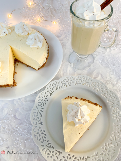 Eggnog pie, quick and easy eggnog pie, best easy eggnog pie, frozen eggnog pie, easy eggnog pie, best eggnog recipes, fast and easy eggnog pie with nutmeg, best holiday christmas desserts quick and easy recipes, gluten free eggnog pie, gluten free Christmas holiday dessert pie recipes