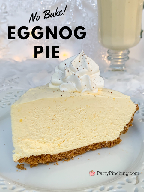 Eggnog pie, quick and easy eggnog pie, best easy eggnog pie, frozen eggnog pie, easy eggnog pie, best eggnog recipes, fast and easy eggnog pie with nutmeg, best holiday christmas desserts quick and easy recipes, gluten free Christmas holiday pie, gluten free eggnog pie