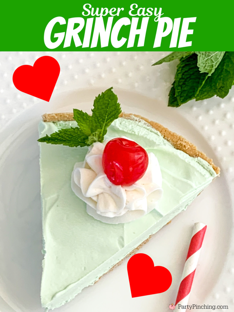 super easy grinch pie, no bake mint green pie pudding cool whip, refrigerator freezer pie for the holidays, Grinch who stole Christmas pie, Green Grinch pie, easy fast simple Grinch Christmas pie for kids