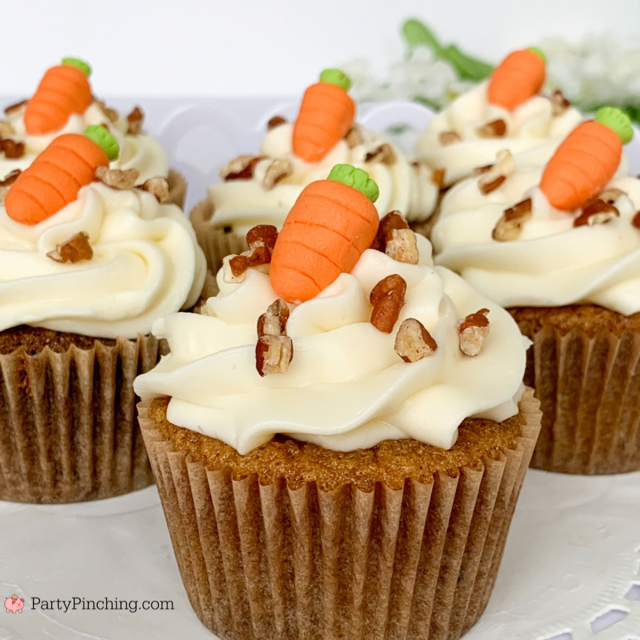 carrot cake cupcakes, absolute best carrot cake cupcakes, moist best carrot cake recipe with raisins and pecans, best ever carrot cake cupcakes with homemade cream cheese frosting, best ever cream cheese frosting, cute carrot cake cupcakes dessert for Easter, best carrot cake recipe