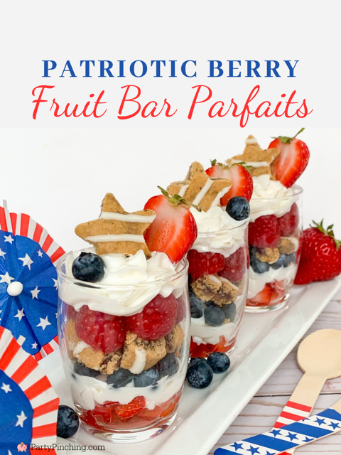 Sunbelt bakery 4th of July fruit bar parfaits, patriotic fruit parfaits for 4th of july, easy best 4th of July dessert recipe ideas, no bake 4th of July desserts, healthy dessert recipes for kids, Memorial Day recipes