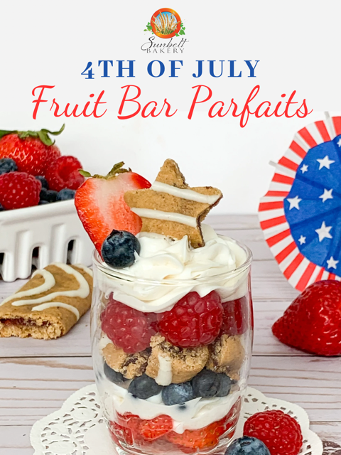 Sunbelt bakery 4th of July fruit bar parfaits, patriotic fruit parfaits for 4th of july, easy best 4th of July dessert recipe ideas, no bake 4th of July desserts, healthy dessert recipes for kids, Memorial Day recipes