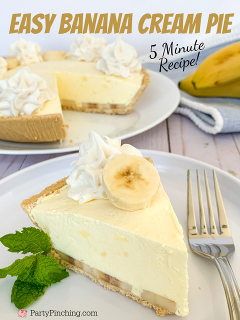 easy banana cream pie, no bake easy banana cream pie, best easy banana cream pie recipe, 5 ingredient banana cream pie, cool whip banana pudding banana cream pie, fresh banana cream pie, frozen banana cream pie