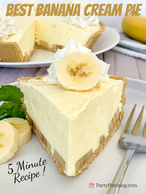 easy banana cream pie, no bake easy banana cream pie, best easy banana cream pie recipe, 5 ingredient banana cream pie, cool whip banana pudding banana cream pie, fresh banana cream pie, frozen banana cream pie