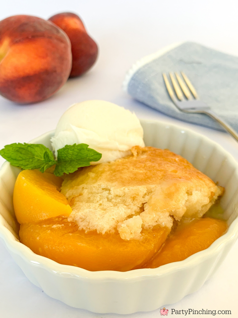 easy homemade peach cobbler, 5 minute peach cobbler, super easy peach cobbler, pantry peach cobbler, best ever peach cobbler, church potluck picnic dessert ideas, best dessert ideas, easy best dessert recipe quick easy, soft crust peach cobbler, no cake mix peach cobbler, peach cobbler from scratch recipe best easy quick simple