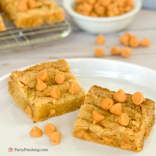 cake mix butterscotch blondies, super easy butterscotch blondies, butterscotch pan cookies, best easy butterscotch blondie recipe, best recipes for potlucks picnics holidays family parties church work parties, butterscotch bars,