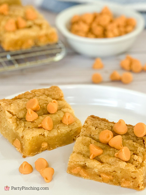 cake mix butterscotch blondies, super easy butterscotch blondies, butterscotch pan cookies, best easy butterscotch blondie recipe, best recipes for potlucks picnics holidays family parties church work parties, butterscotch bars,