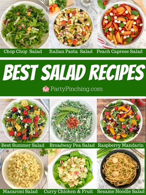 best salad recipe ideas, best easy salad side dish recipes for family, easy potluck picnic summer winter fall salad recipe, best homemade salads, easy 15 minute salad recipes, classic salads, grandma's salad recipe