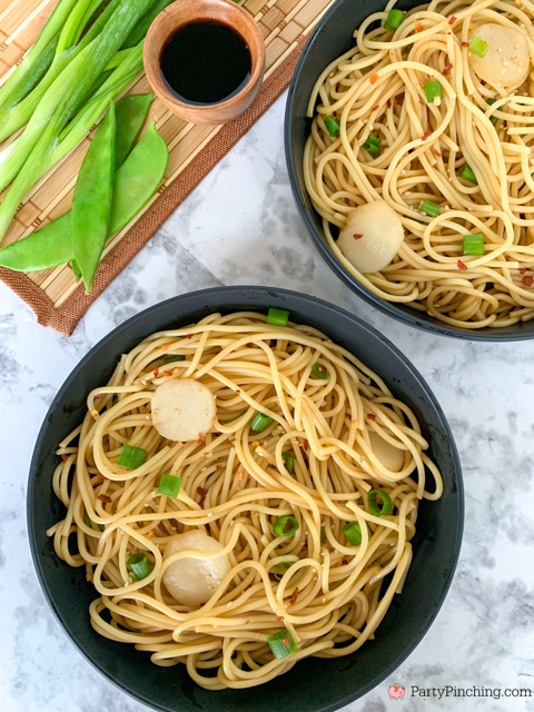 Super Easy Sesame Noodle Salad, easy asian noodle salad, spicy asian noodle salad, 15 minute salad asian noodle, asian seasame waterchestnut red pepper flake salad, easy best summer salad recipe easy best Asian noodle salad