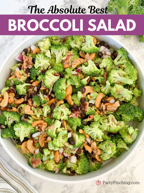 absolute best loaded broccoli salad, best easy sweet broccoli salad, potluck salad side ideas, easy broccoli salad, broccoli salad 10 minutes, best potluck picnic salad recipe ideas